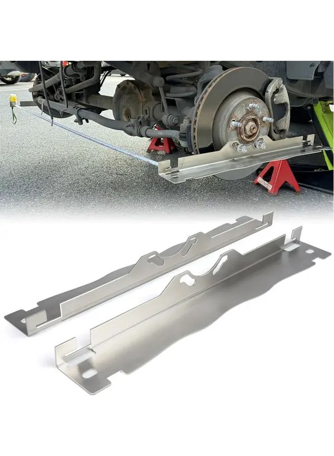 مجموعة أدوات محاذاة عجلات من الفولاذ المقاوم للصدأ، مكونة من لوحين فولاذيين ثقيلين بلون فضي مزودين بفتحات تعليق - Image 1